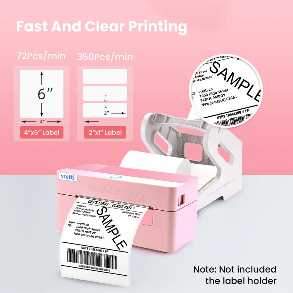 VRETTI Bluetooth Thermal Shipping Label Printer 4x6 EBAY MERCARI POSHMARK Pink - Image 4 of 4