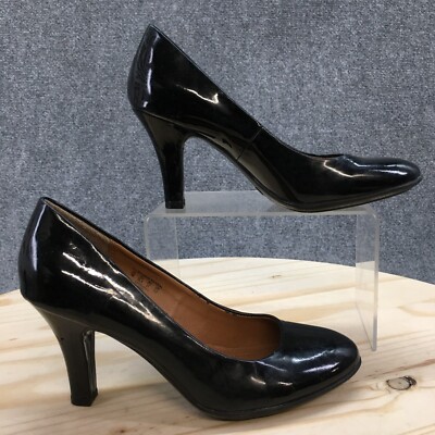 Jaclyn Smith Pump Heels Womens 7M Black Tori Slip On Almond Toe Patent Leather
