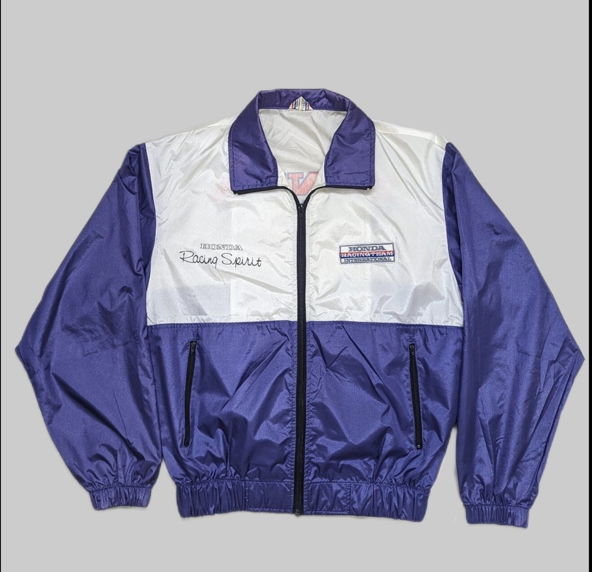 Honda Racingジャケット ネイビー/ホワイトL Rare Vintage Honda International Racing Team Jacket with