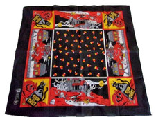 Vintage Paris Halloween Scarf Bandana Haunted House Black Cat 100 Cotton USA