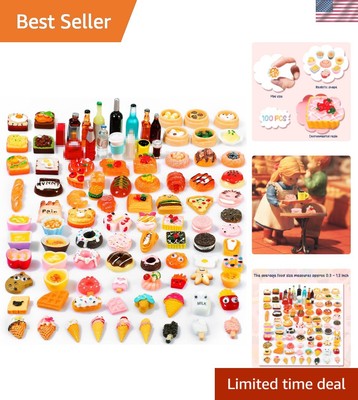 Versatile 100-Piece Miniature Food Set for Dollhouses and Creative Projects