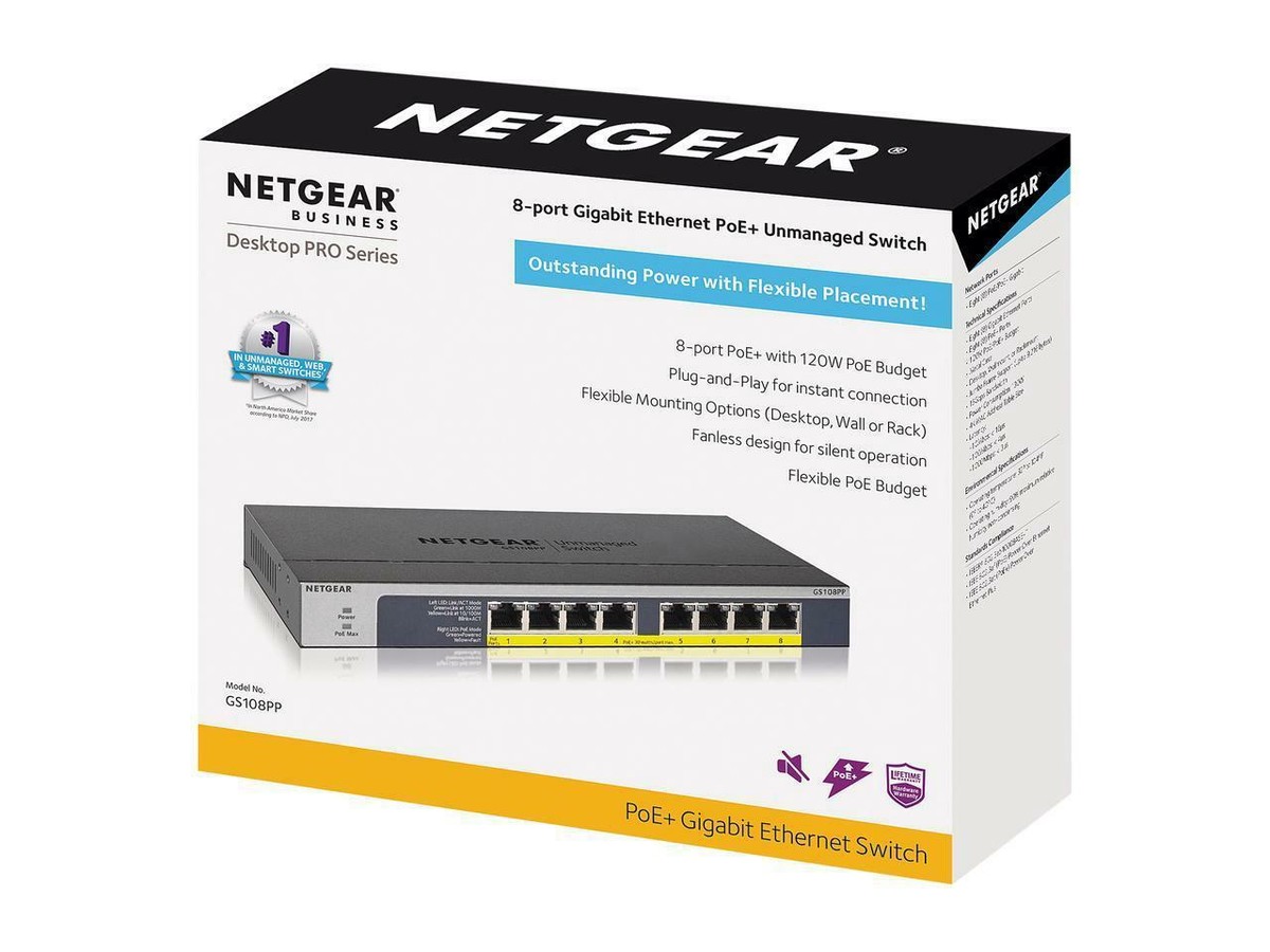 新品未開封】NETGEAR GS108PP-100AJS NETGEAR 8-Port Gigabit Ethernet