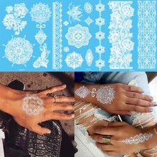 Temporary Henna Tattoo Sticker White Lace Tattoo Sticker Waterproof Long Lasting