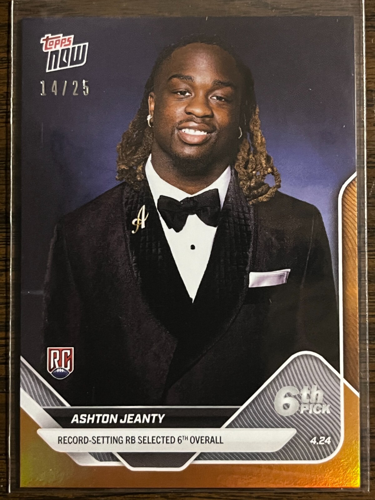 2025 Topps Now NFL Draft #D-2 Ashton Jeanty Las Vegas Raiders RC ORANGE 14/25
