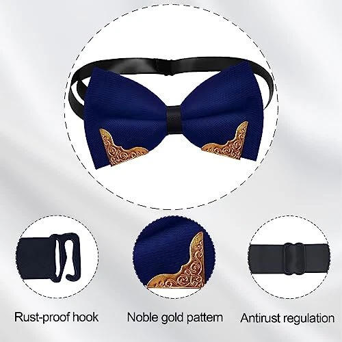  Мужские металлические золотые галстуки-бабочки для мужчин женщин искусственная кожа атласный один размер A/Blue-s14 - Изображение 3 из 4