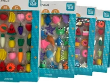 Eraser Pals Fun Erasers Set Of 5 Boxes 125 Total Latex/Smudge Free Pen Gear NIB