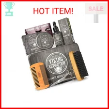 Viking Revolution Beard Care Kit for Men - Kit includes 100% Boar Beard Brush, W