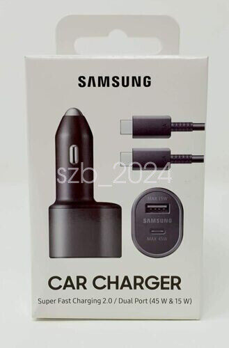 Original Samsung 45W Super Fast Charging Car Charger Adapter USB-C Cable Galaxy - Afbeelding 1 van 6