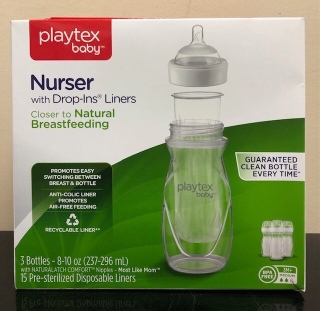NIB Pack Playtex Nurser 8-10 Ounce Bottles w/ Drop in Liners