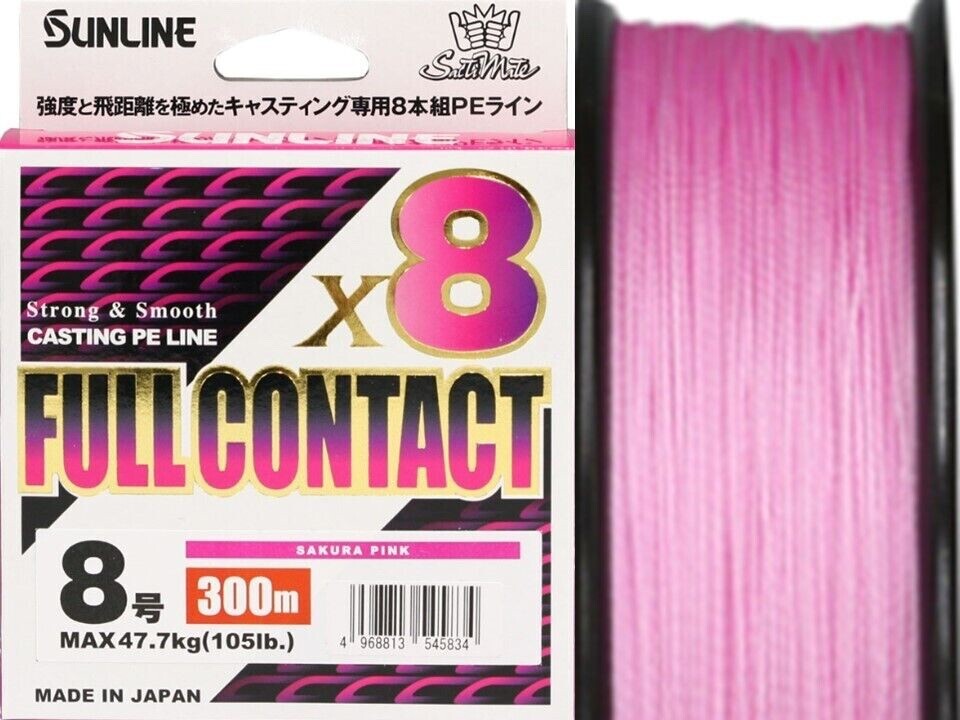 Sunline FULL CONTACT X8 PE line for casting #8-105 lb 300m Clear