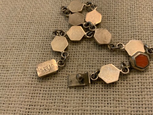 Pink salmon Coral bracelet geometric sterling silver 925 southwest Vintage - Picture 7 of 11