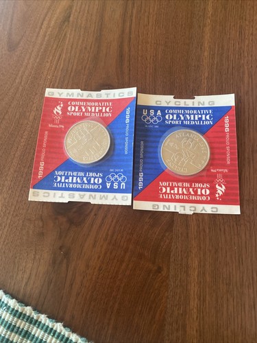 USA Gedenk Olympischer Sport Medaillon Gymnastik und Radfahren 1996 Neu VERSIEGELT