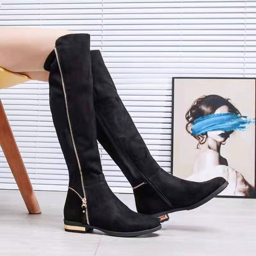 WOMENS LADIES ZIP HIGH THIGH STRETCH 