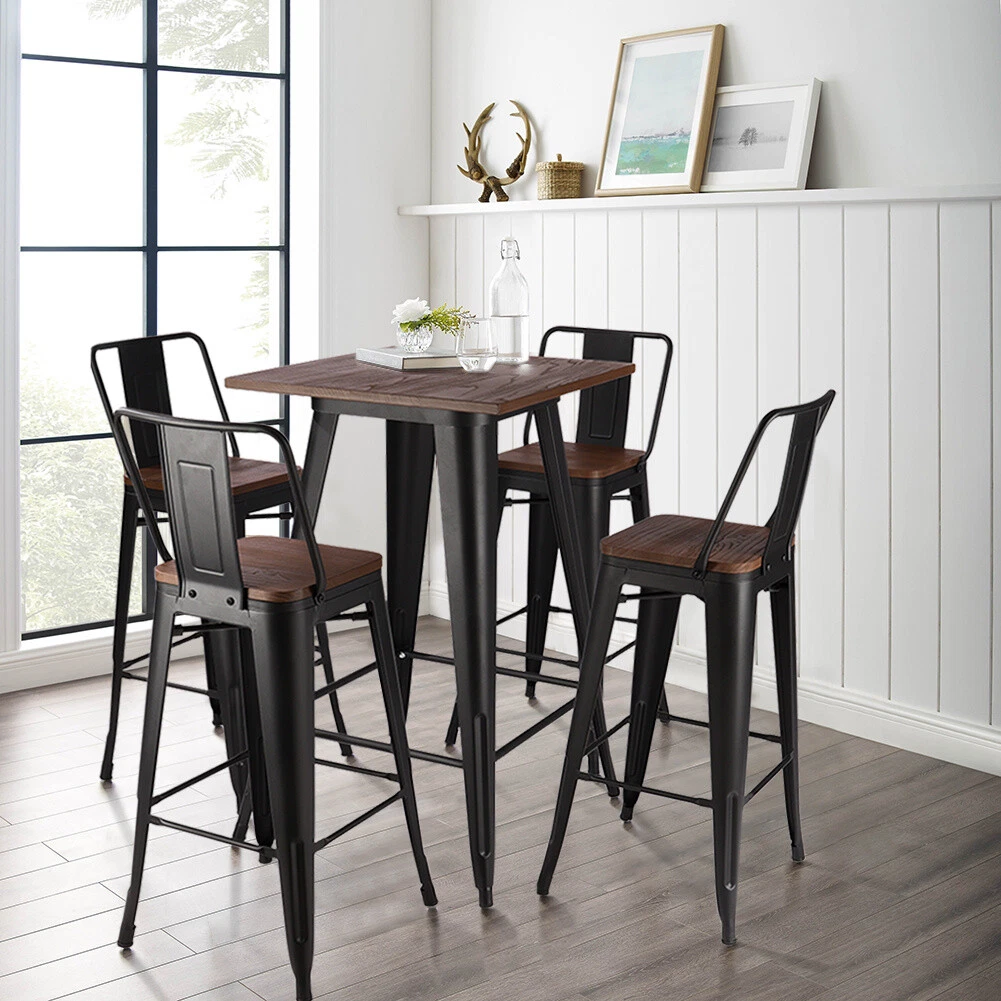 Metal bar table and chairs deals