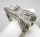 DIAN MALOUF STERLING SILVER "WOOD GRAIN" STATEMENT STACK RING SZ 6