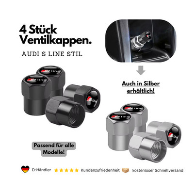 4 Stk. Ventilkappen im AUDI S-Line Stil - Passend für alle Modelle - NEU