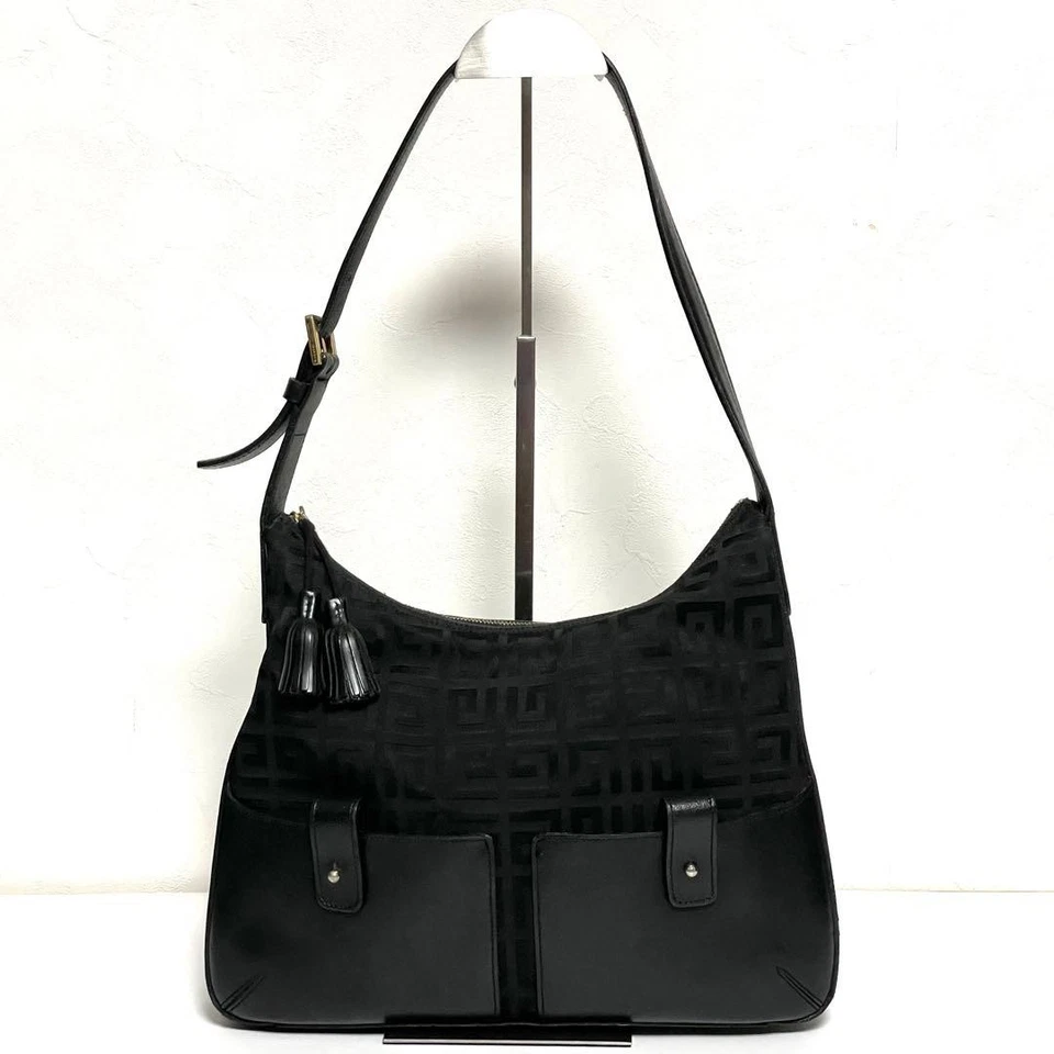 Givenchy Black Canvas Leather 4G Logo Front Pocket Shoulder Bag - Image 4 of 4