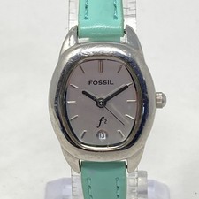 Fossil F2 Watch Women 23mm Silver Tone Date ES-9776 Skinny Band New Battery 8.5"