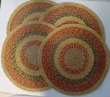 Set of 4 Round Jute Placemats  Farmhouse, Rustic, Country Table Decor   15  
