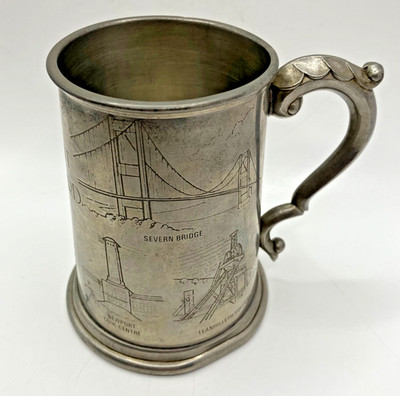 Vintage Sheffield English Pewter The Gwent Tankard Severn Bridge & Tintern Abbey