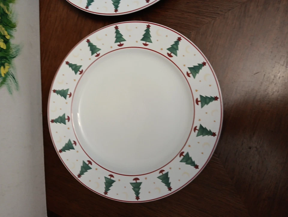 Juego de 2 platos de cena vintage 1996 Sakura Magic Of Santa Debbie Mumm 103/4"  Foto 2 de 4