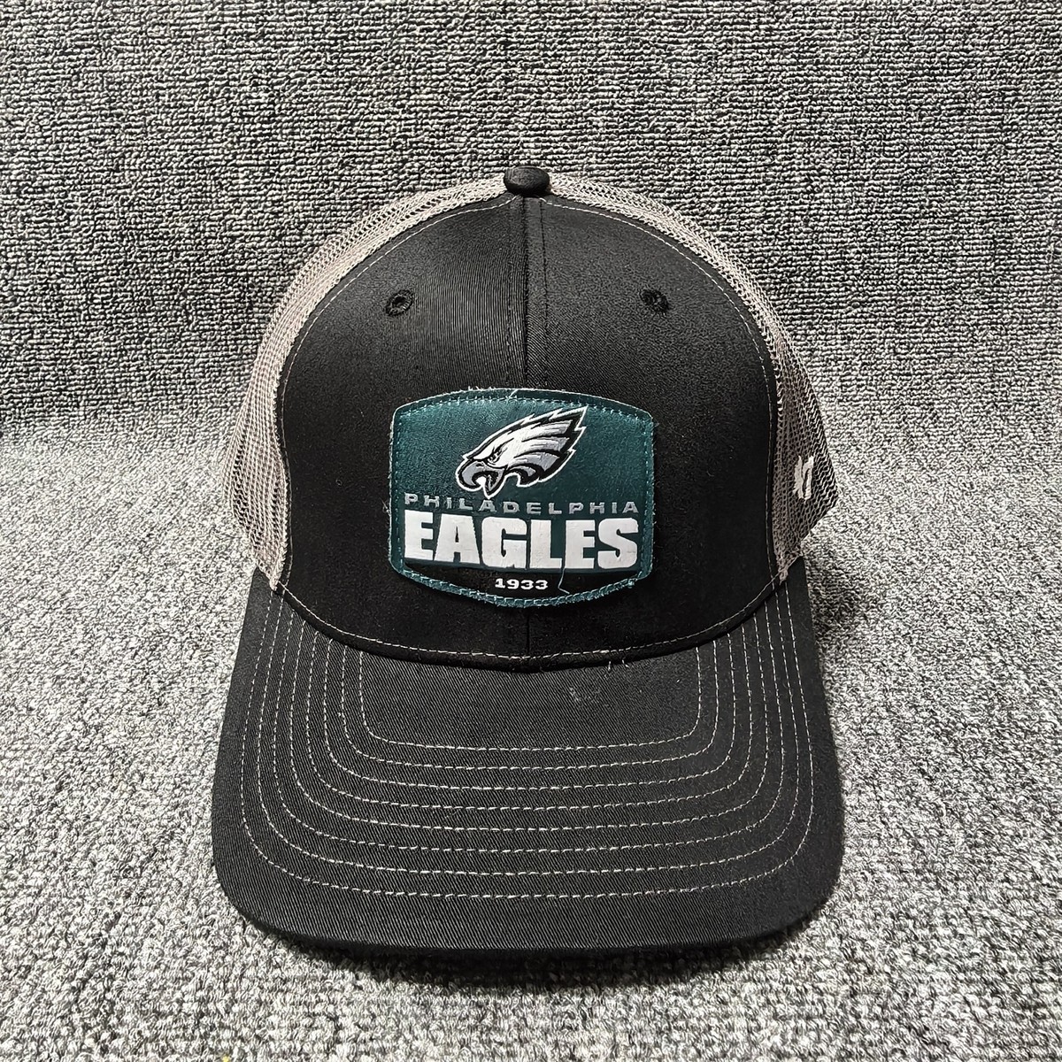 '47 Brand Philadelphia Eagles NFL Trucker Snapback Hat Black Gray Curved Brim