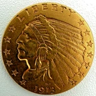 1913 GOLD UNITED STATES $2.5 DOLLAR INDIAN HEAD QUARTER EAGLE