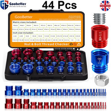 44Pcs Imperial Metric Thread Gauge Set Nut & Bolt Thread Checker Identifier Box