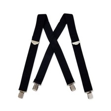 Men's Adjustable Terry Suspenders Black One Size Elastic Strap Waistband