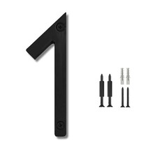 6 Inch Black Aluminum Floating House Number 1 Outside Door Mailbox Sign