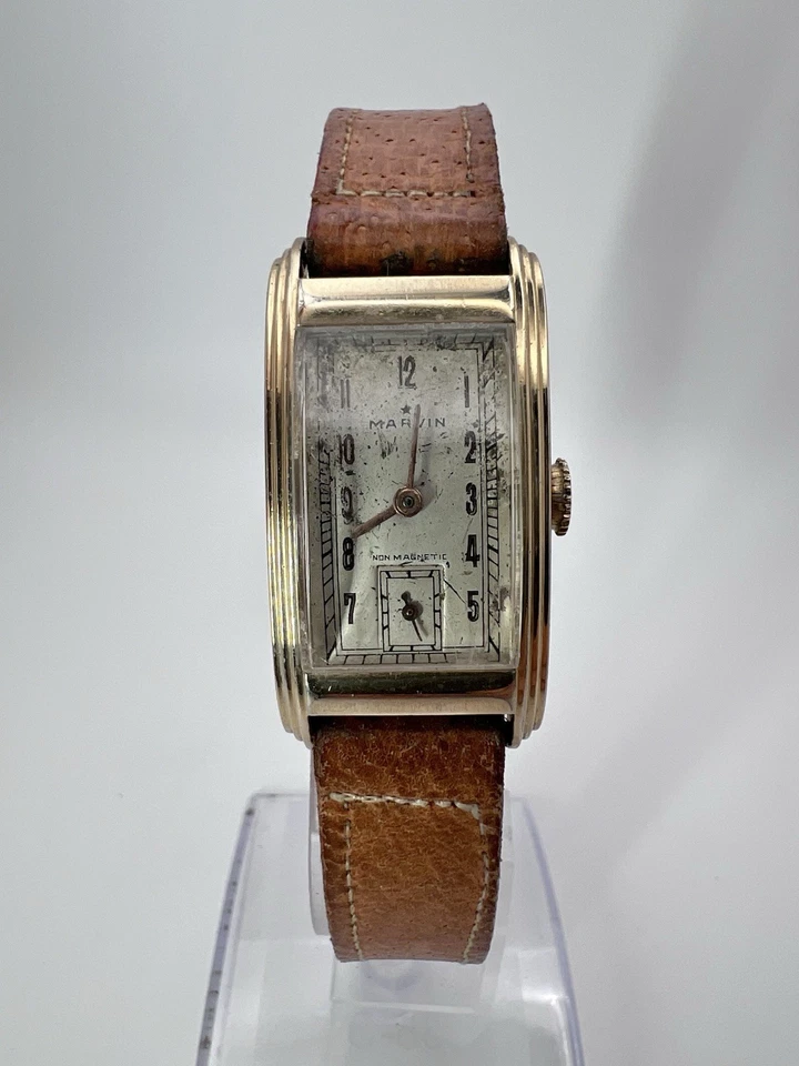 复古 Marvin Curvex 机械发条男士手表 10K 镀金 — 第 2/4 张图片