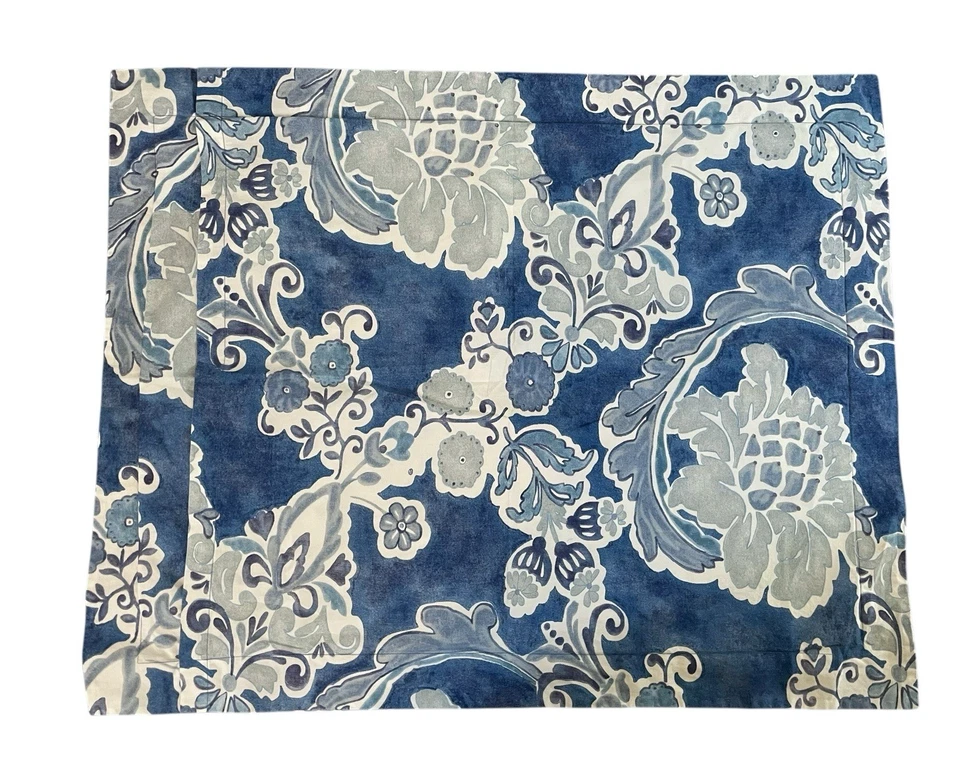 Pottery Barn Jacey Standard Pillow Shams Blue Floral Organic Cotton. Set Of 2 - Image 3 of 4