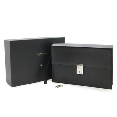 Dunhill Second Bag Clutch Bag Document Case Black Leather Men's Width 28cm