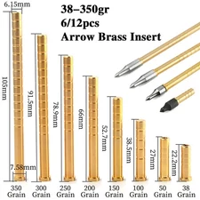 6 X Archery Arrow Brass Insert 38-350gr For 6.2mm Arrow Shaft Target Shooting