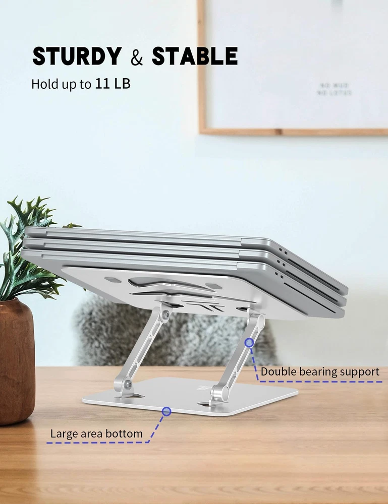 Laptop Stand Adjustable Laptop Holder for Desk, Foldable Laptop Riser Portabl...