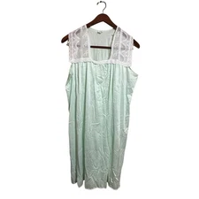Vintage Milco New York USA Sleeveless Nightgown Lingerie Womens Large Blue Lace