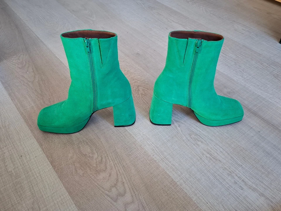 Sacha Bottines daim taille 38 vert comme neuf - Photo 2/4