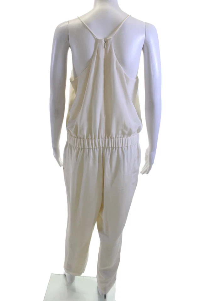 Mono sin mangas J Crew Collection para mujer beige seda cuello en V talla 6 Foto 3 de 4