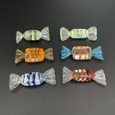Delightful Murano Style Glass Wrapped Candy Vintage Lot of 6 Multicolor