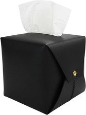Tissue Box Cover Square, Leather Tissue Holder Organizer with Side Openings for