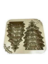 Nordicware Made In U.S.A! 3D Aluminum Christmas Tree Cake Pan 2 Sides 9 Cups