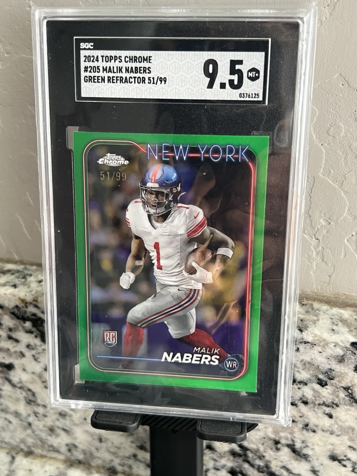 2024 Topps Chrome - Rookies Malik Nabers #205 Green Refractor (RC)51/99