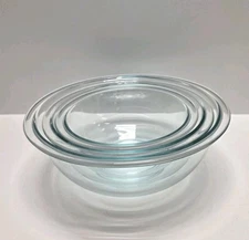 Pyrex Clear Glass Blue Tint Nesting Mixing Bowls #322 323 325  USA - Set of 3