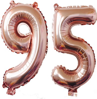 40inch Rose Gold Foil 95 Helium Jumbo Digital Number Balloons, 95th Birthday Dec