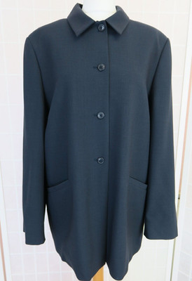 St Michael Mantel Jacke Gr. 18 marine reine Schurwolle leicht Vintage 90er