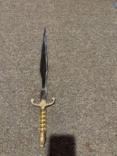 Decorative Double Edge Dagger Gold Silver Steel Blade Plastic Handle Collectible