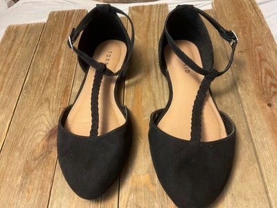Torrid Black Faux Suede T Strap Flat (W) Size 8W