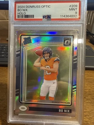 2024 Panini Donruss Optic Rated Rookie Bo Nix #209 Holo Prizm (RC) PSA 9