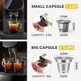4 in 1 Reusable Stainless Steel Coffee Capsules Compatible with L'OR B Arista LM