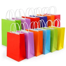 Yasashii Small Gift Bags With Handles, 24Pcs-8 Colors Kraft Paper Party Favor